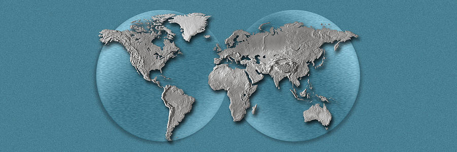 Globe Photograph - Close-up Of A World Map #1 by Panoramic Images