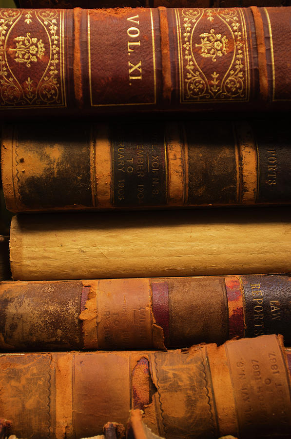 Close Up Of Antique Books In Leather #1 Photograph by Tetra Images