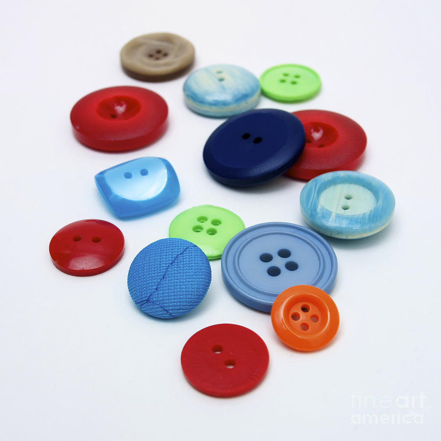 Button Photograph - Close-up of coloured buttons #1 by Bernard Jaubert