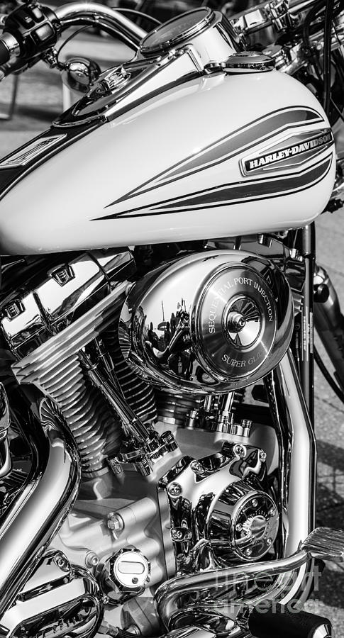 Close Up Of Harley Davidson Motorcycle V Twin Chromed Engine #1 Photograph by Peter Noyce