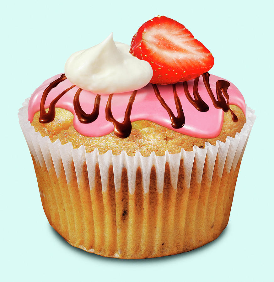 Close Up Of Strawberry Cupcake #1 Photograph by Ikon Ikon Images