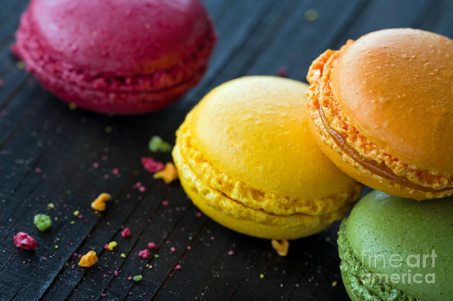 Cake Photograph - Closeup of colorful macaroons #1 by Anna-Mari West