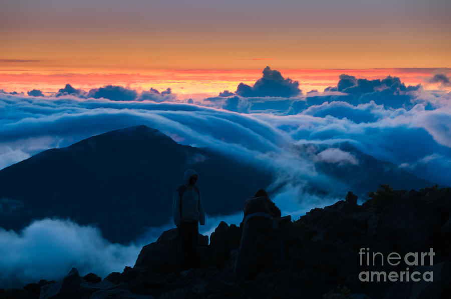 Clouds at sunrise over Haleakala Crater Maui Hawaii USA #1 Photograph by Don Landwehrle