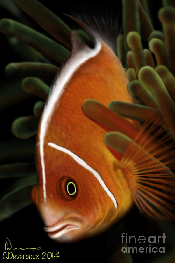 Fish Digital Art - Clown Fish #1 by Chuck Devereaux Art