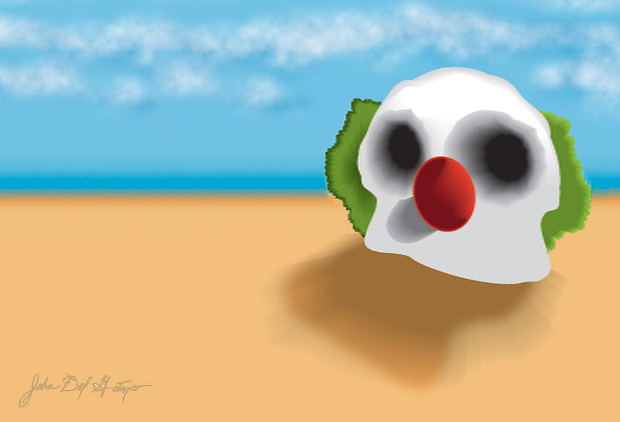 Cool Digital Art - Clown Skull in the Desert by Del Gaizo