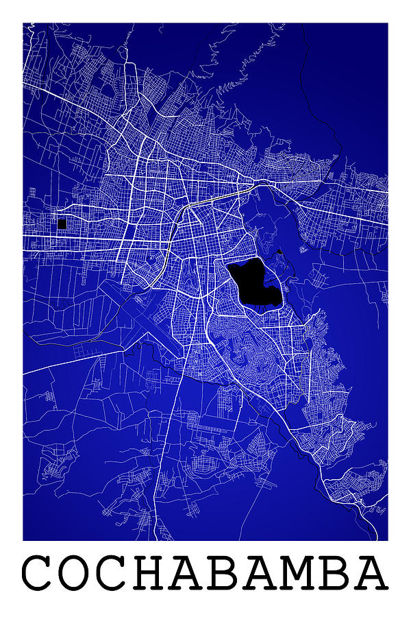 Map Digital Art - Cochabamba Street Map - Cochabamba Bolivia Road Map Art on Color #1 by Jurq Studio