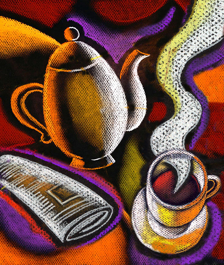 Coffee and News #2 Painting by Leon Zernitsky