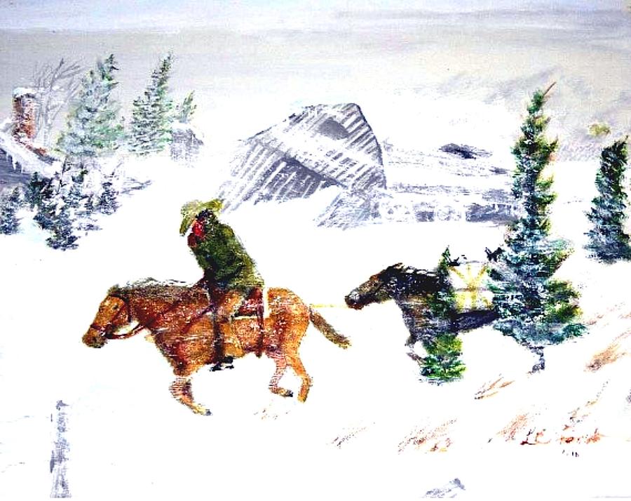 Horse Painting - Cold wind. by Larry Lamb