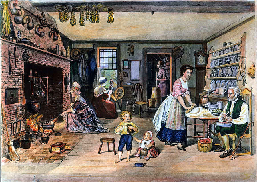 Colonial Kitchen #3 Drawing by Granger