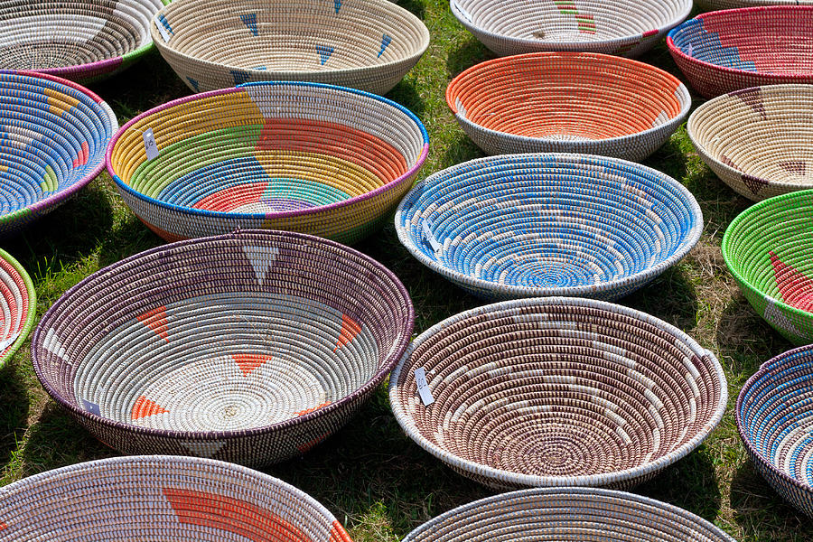 Summer Photograph - Colorful African handmade baskets #1 by Ken Biggs