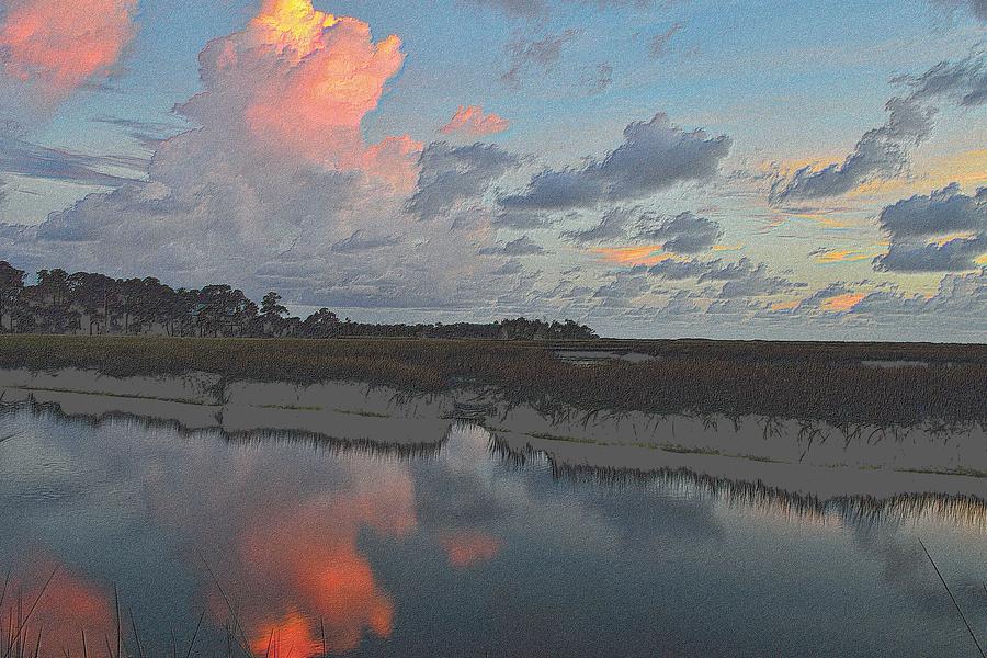 Colorful Cloud Reflections #1 Drawing by Richard Zentner