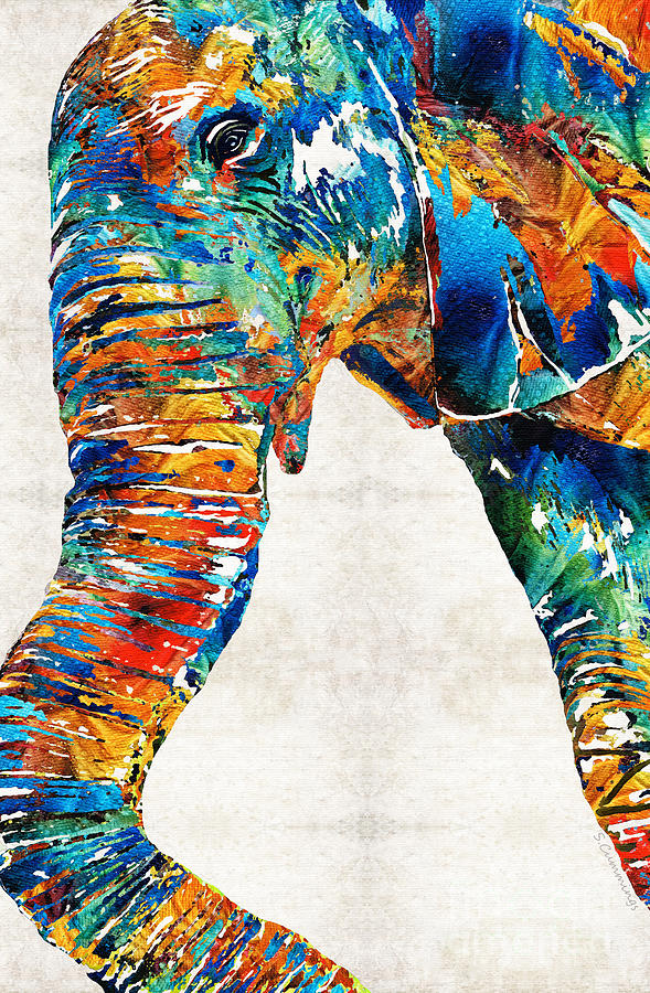 Primary Colors Painting - Colorful Elephant Art by Sharon Cummings #1 by Sharon Cummings