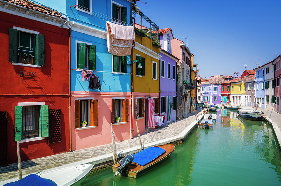Unique Photograph - Colorful Houses And Canal, Burano #1 by Russ Bishop