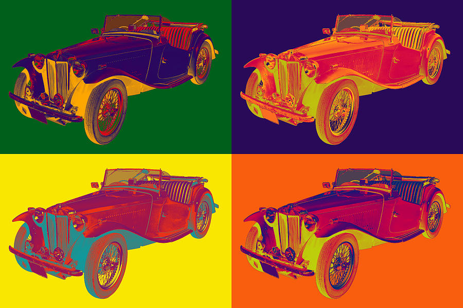 Colorful MG Convertible Antique Car Pop Art #1 Photograph by Keith Webber Jr