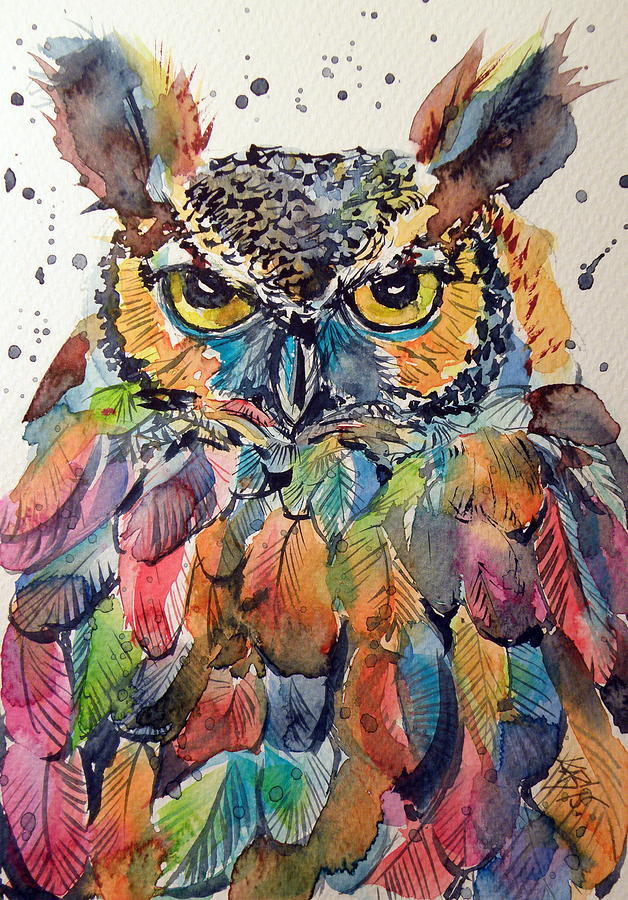 Colorful owl #3 Painting by Kovacs Anna Brigitta