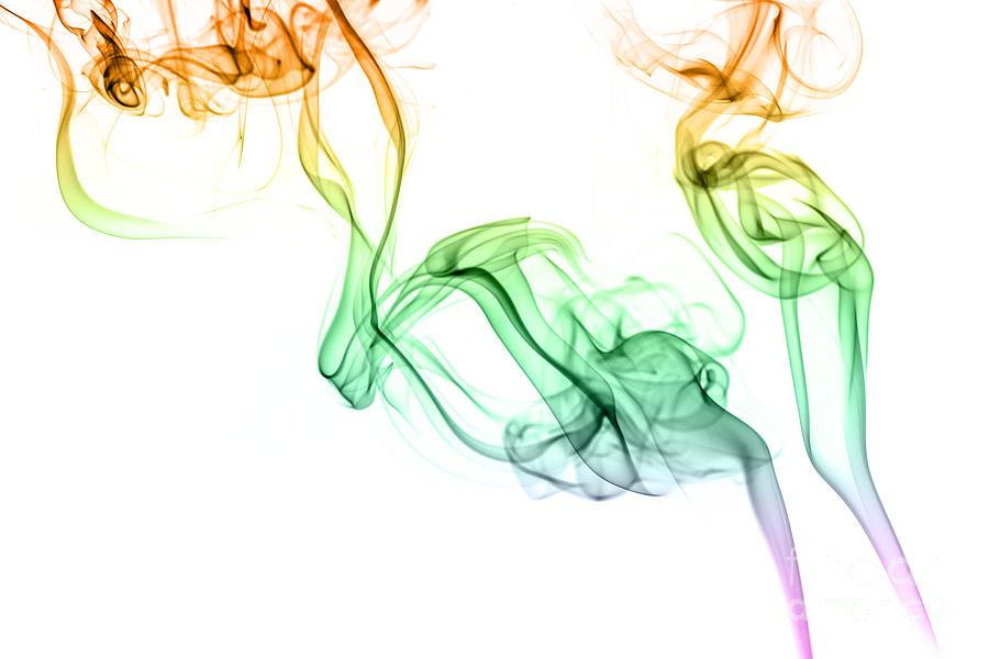 Abstract Photograph - Colorful smoke abstract on white #1 by Vishwanath Bhat