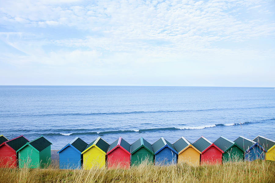 Colourful Beach Huts Along The Seafront #1 Photograph by Andrew Bret Wallis