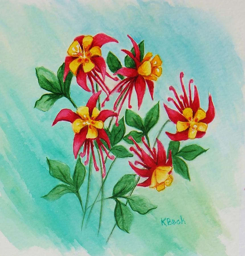 Columbines Painting by Katherine Young-Beck