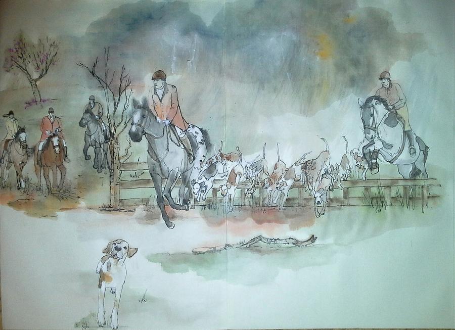 Coming Together For Fox Hunt Album #1 Painting by Debbi Saccomanno Chan
