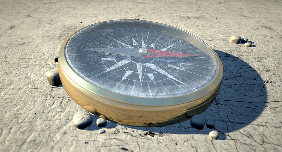 Device Digital Art - Compass In The Desert #1 by Allan Swart
