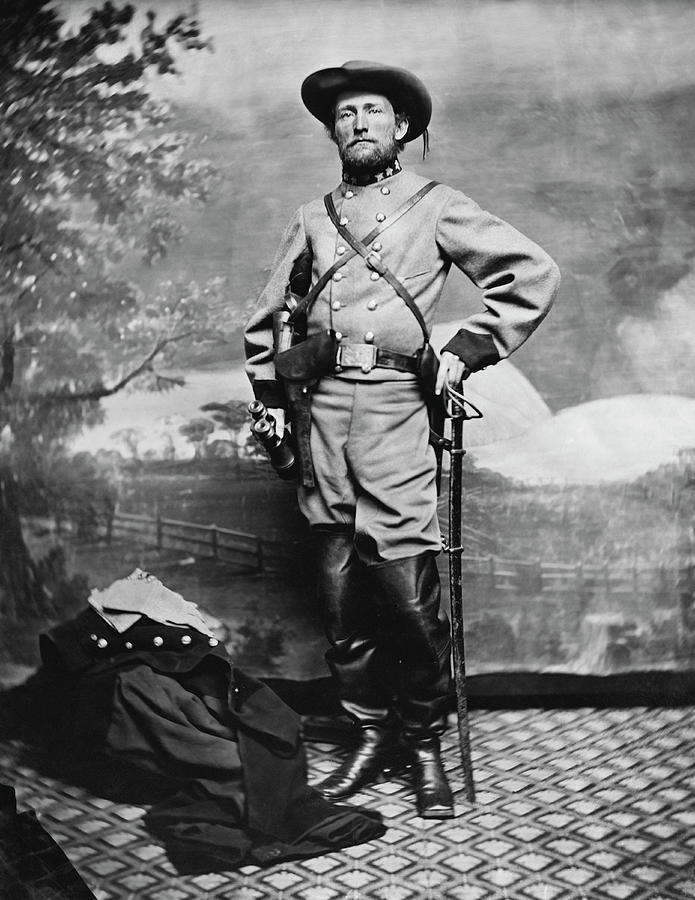 Black And White Painting - Confederate Army Colonel John S. Mosby #1 by Stocktrek Images
