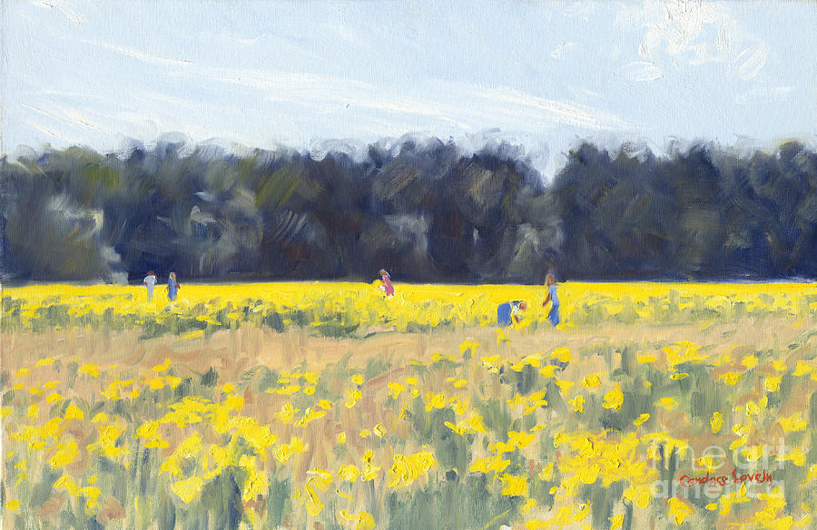 Connors Daffodil field Painting by Candace Lovely