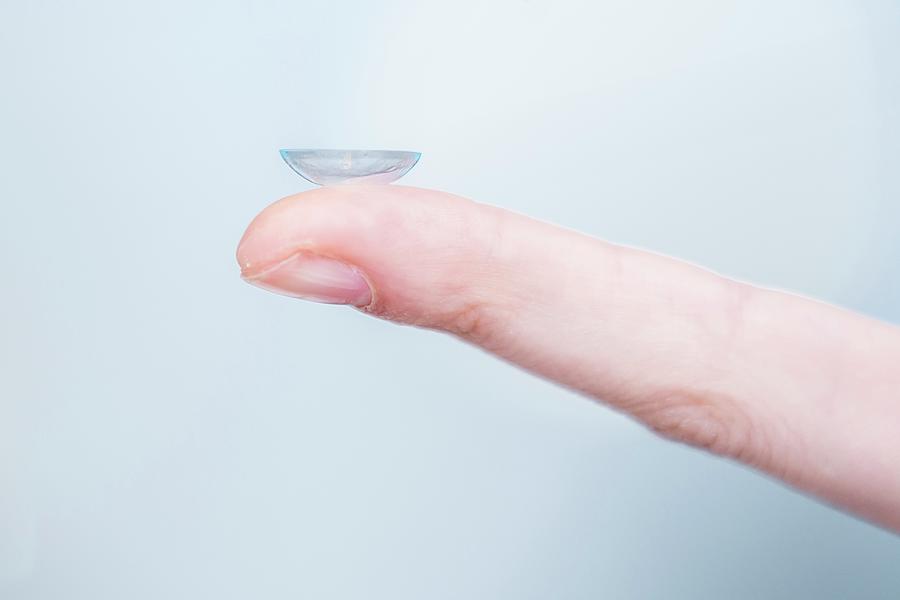Contact Lens On Finger #1 Photograph by Science Photo Library