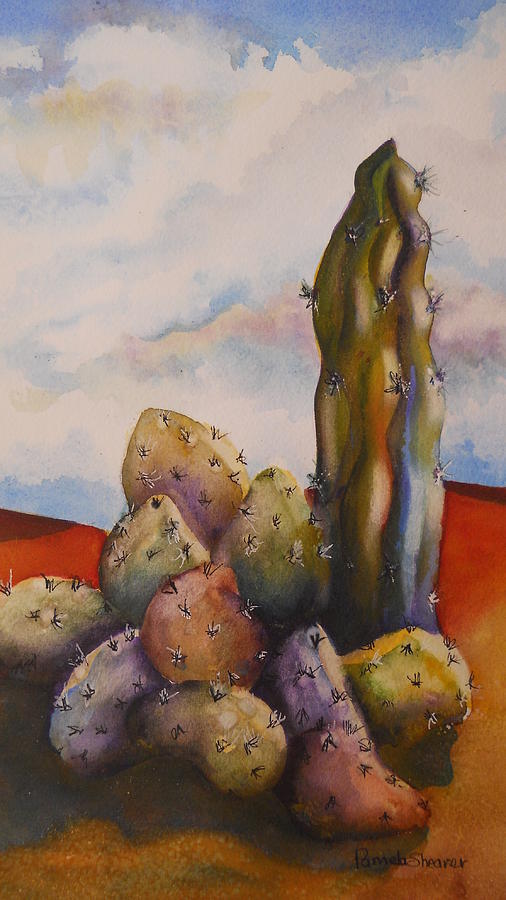 Contemporary Cactus #1 Painting by Pamela Shearer