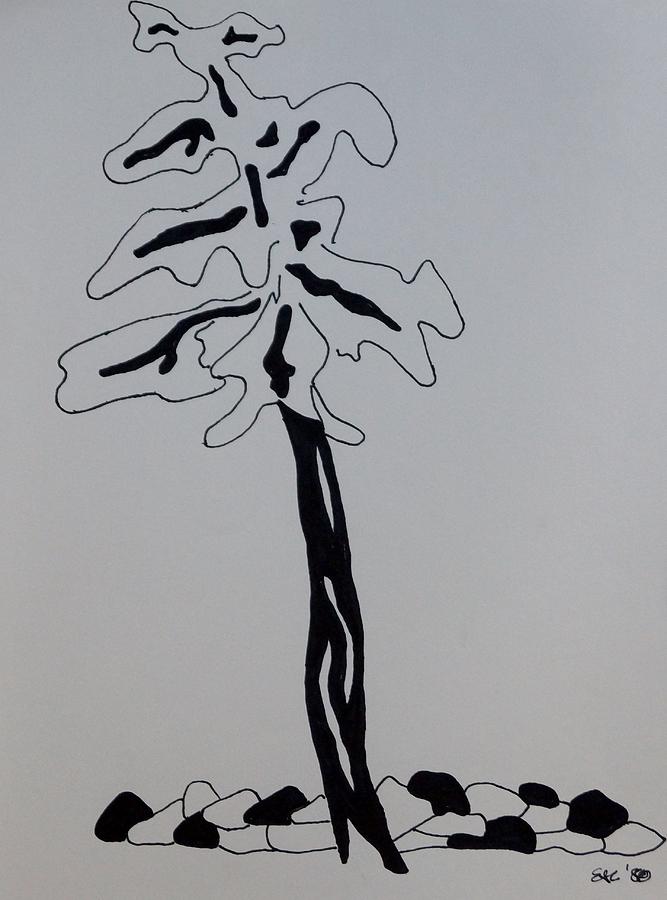 Contour Tree Three #1 Drawing by Erika Jean Chamberlin