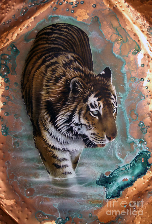 Copper Tiger I  #1 Painting by Sandi Baker