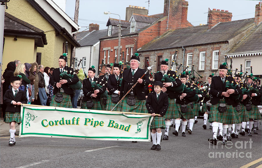 St Patricks Day Parade Photograph - Corduff Pipe Band St Patricks Day Parade Carrickmacross #1 by Ros Drinkwater
