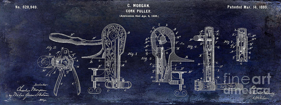Cork Puller Patent 1899 #1 Photograph by Jon Neidert