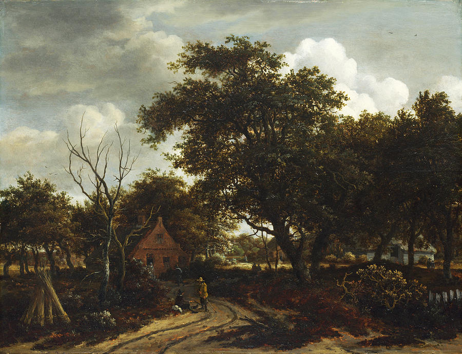 Cottages in a Wood #1 Painting by Meindert Hobbema