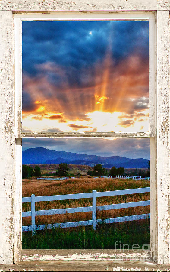 Country Beams Of Light Barn Picture Window Portrait View  Photograph by James BO Insogna