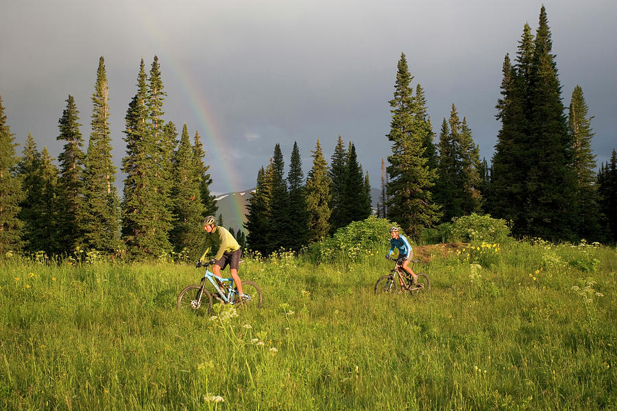 Couple Mountain Biking, Colorado #1 Photograph by J.C. Leacock Couple Mountain Biking, Colorado #1 Photograph by J.C. Leacock