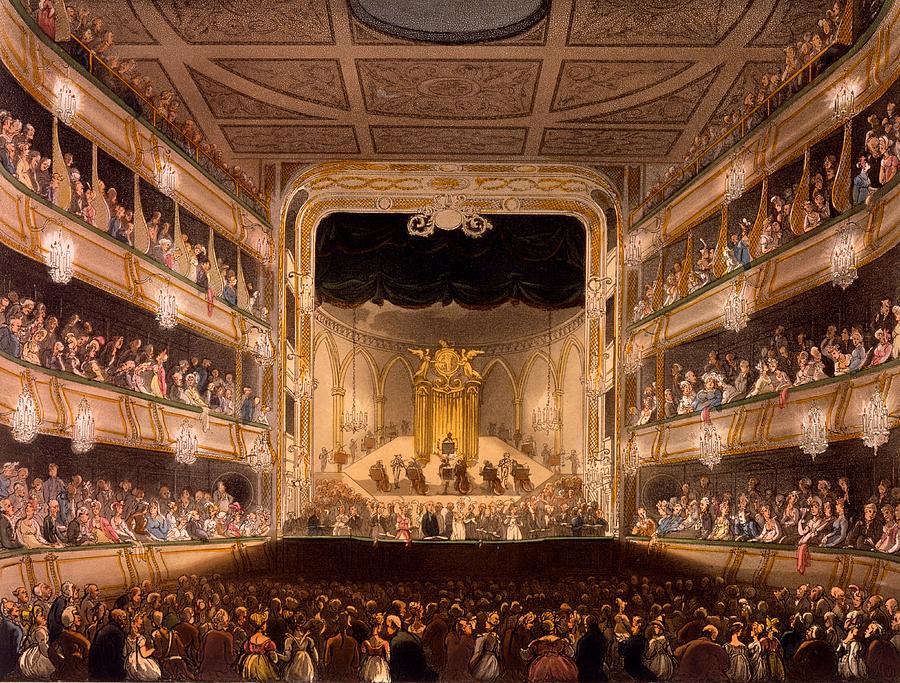 Covent Garden Theater Painting by Pugin and Rowlandson