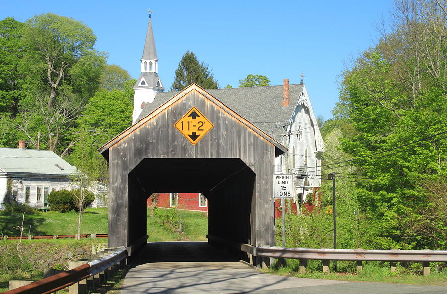 Covered Bridge and Church Conway MA #1 Photograph by John Burk