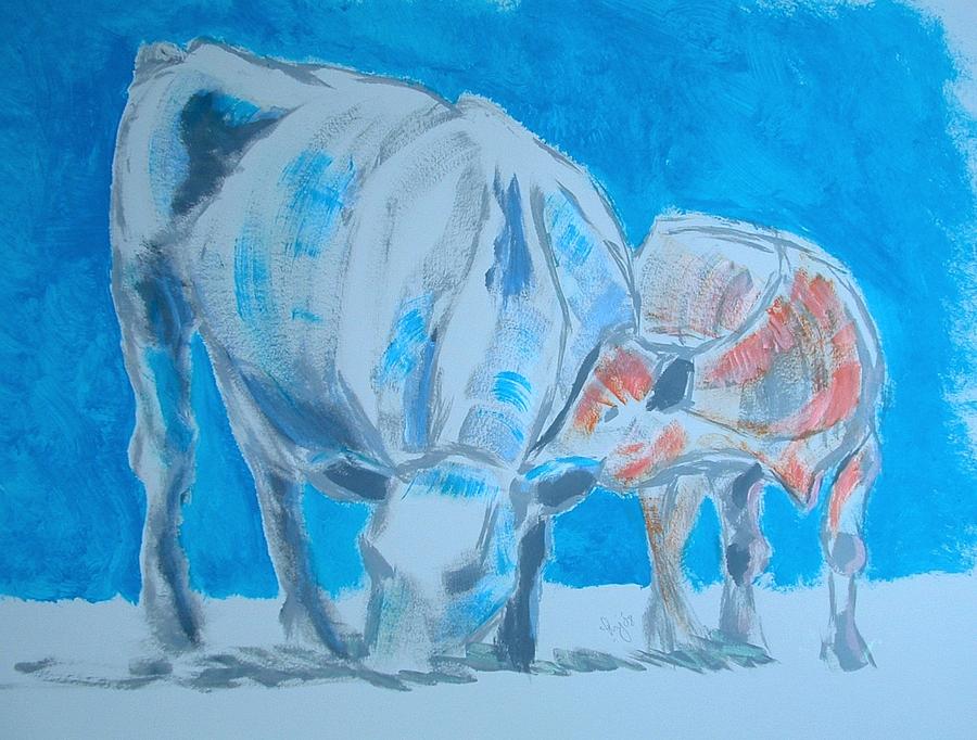 Cow and Calf #2 Painting by Mike Jory