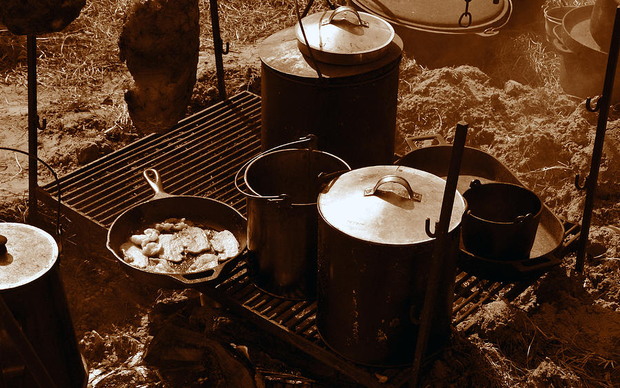 Cowboy cooking #1 Photograph by David Lee Thompson