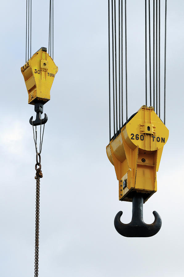 Crane Hooks On Construction Site #1 by Christian Lagerek/science Photo  Library