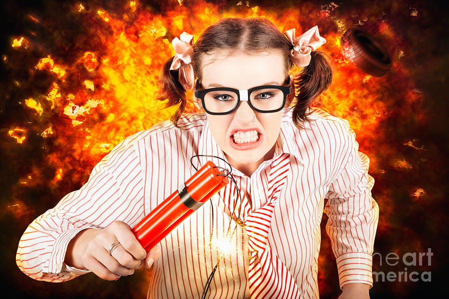 Crazy Business Worker Under Explosive Stress Photograph by Jorgo Photography