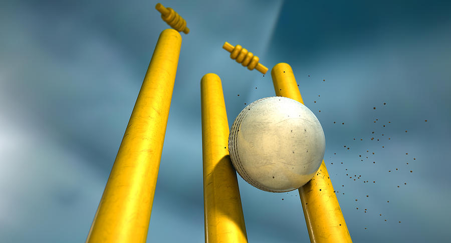 Cricket Digital Art - Cricket Ball Hitting Wickets #1 by Allan Swart