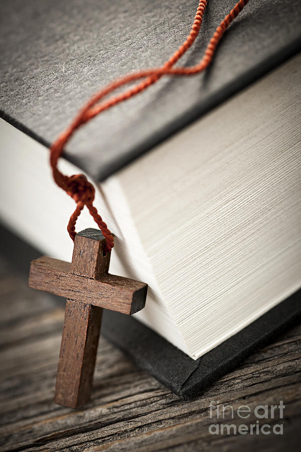 Book Photograph - Cross and Bible 2 by Elena Elisseeva
