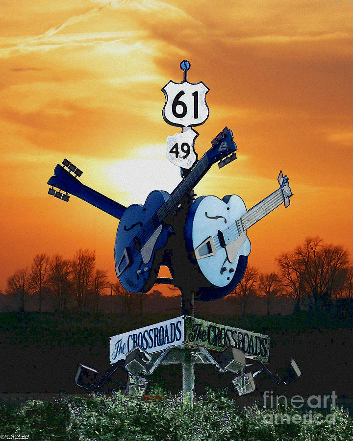 Crossroads Sunset  Blues Highway 61 Digital Art by Lizi Beard-Ward