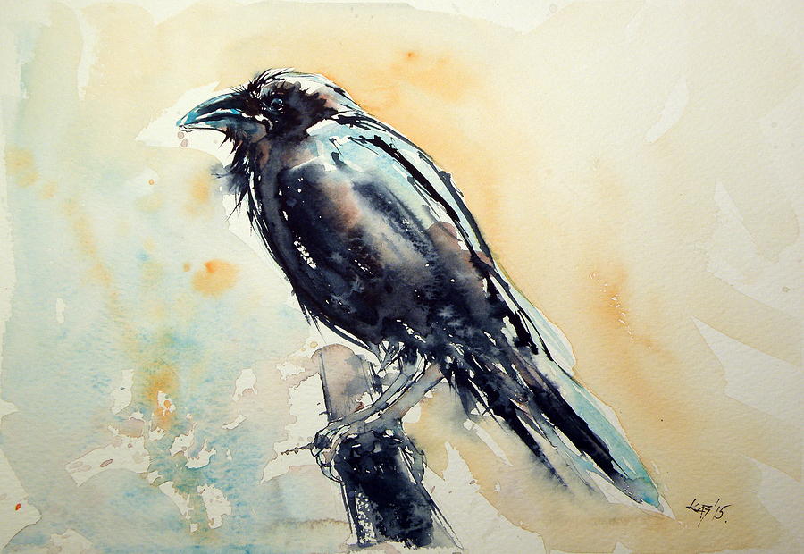 Crow Painting - Crow #1 by Kovacs Anna Brigitta