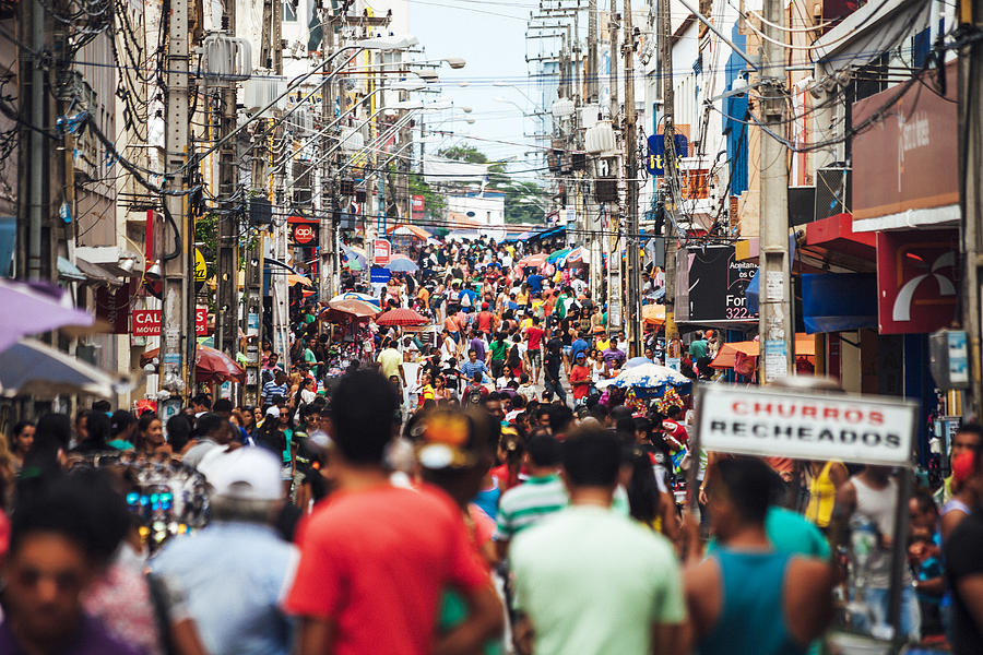 Crowded shopping street - Sao Luis, Brazil #1 Photograph by Peeterv