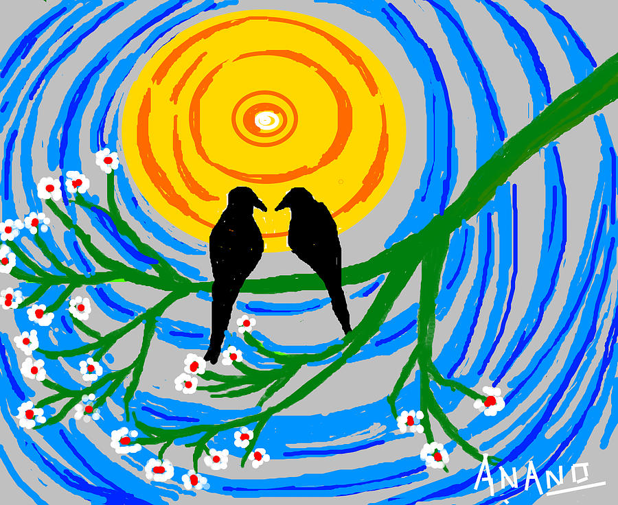 Cat Digital Art - Crows In Love #1 by Anand Swaroop Manchiraju