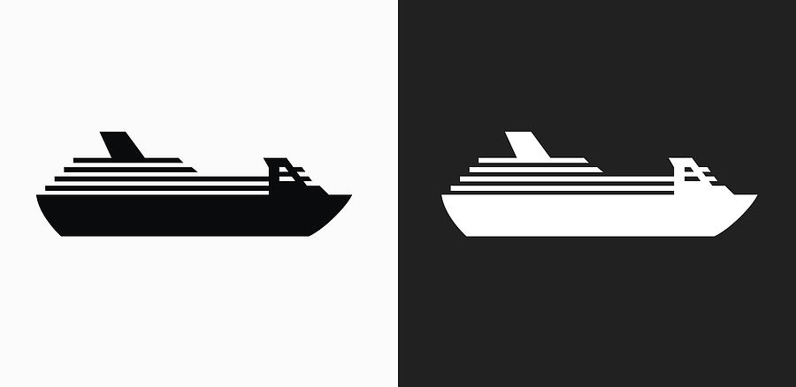 Cruise ship Icon on Black and White Vector Backgrounds #1 Drawing by Bubaone