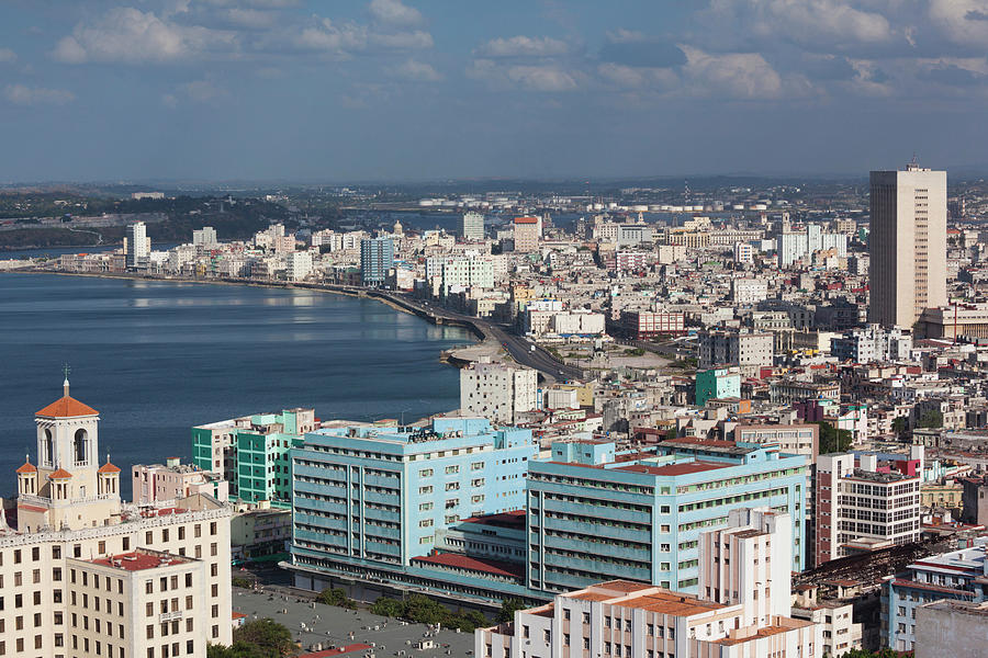 City Photograph - Cuba, Havana, Vedado, Elevated View #1 by Walter Bibikow