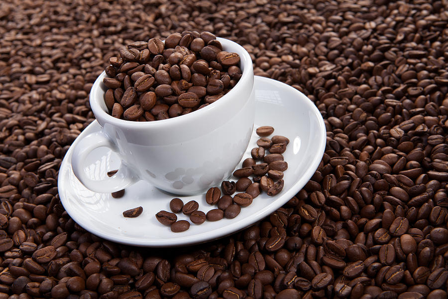 Cup Of Coffee Beans #1 Photograph by Raimond Klavins